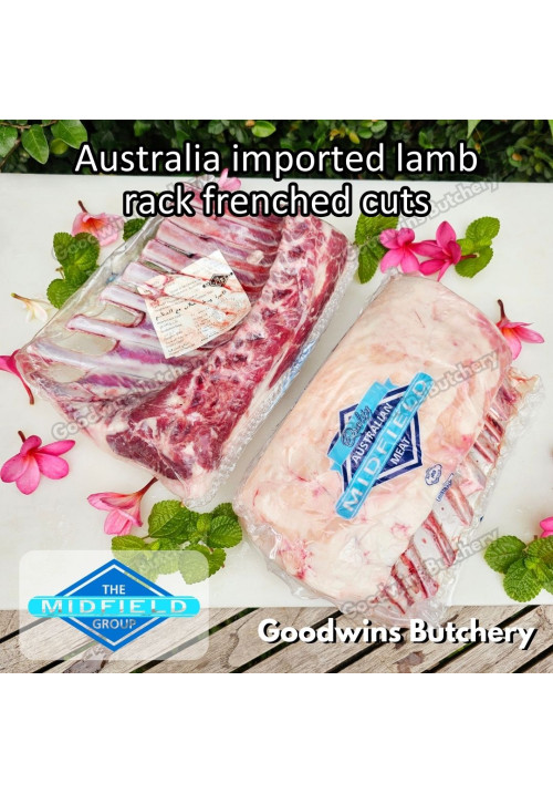 Lamb rack FRENCHED CUTS frozen whole cut Australia MIDFIELD +/- 1 kg/slab (price/kg)